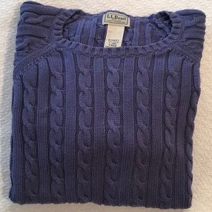 LL Bean Cable Crew Sweater SZ Large Periwinkle/Blue